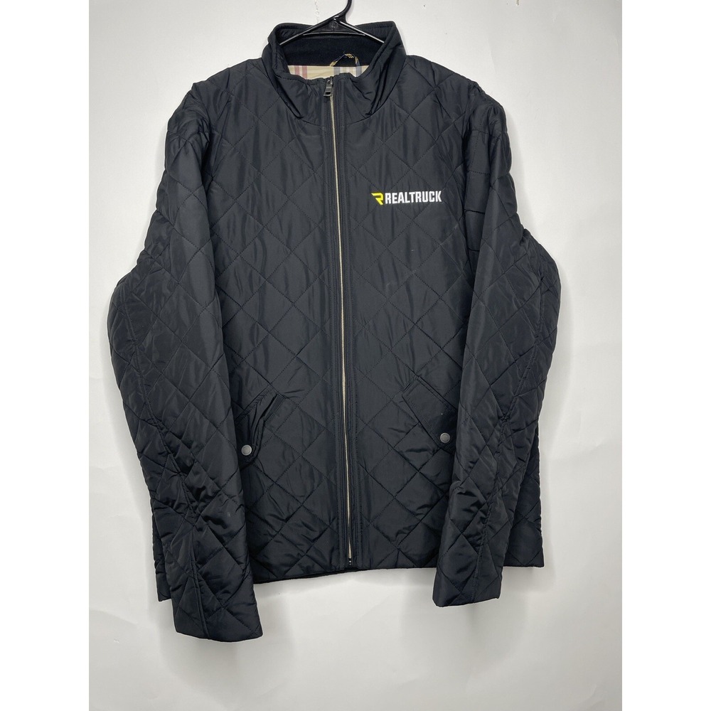 Brooks Brother Quilted Full‎ Zip Jacket Size Large Black Branded Logo Preppy